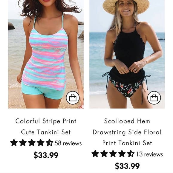 Beachsissi Set di tankini da donna a vita alta, con orlo a